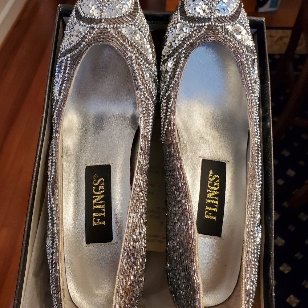 Flings Brand Silver Sequin High Heels